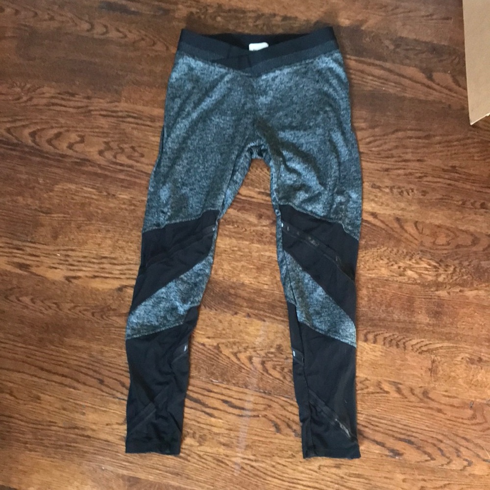 Everlast Girls Athletic Leggings Mesh Bottom Criss Cross Waistband High Waisted